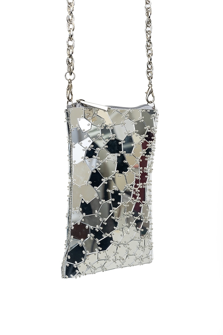 Silver Velvet Abstract Acrylic Sling Bag by SG BY SONIA GULRAJANI at Pernia's Pop Up Shop