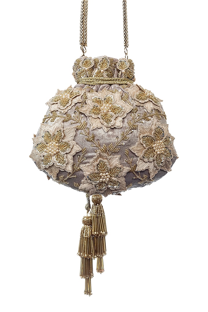 Gold Hand Embroidered Potli by SG BY SONIA GULRAJANI at Pernia's Pop Up Shop