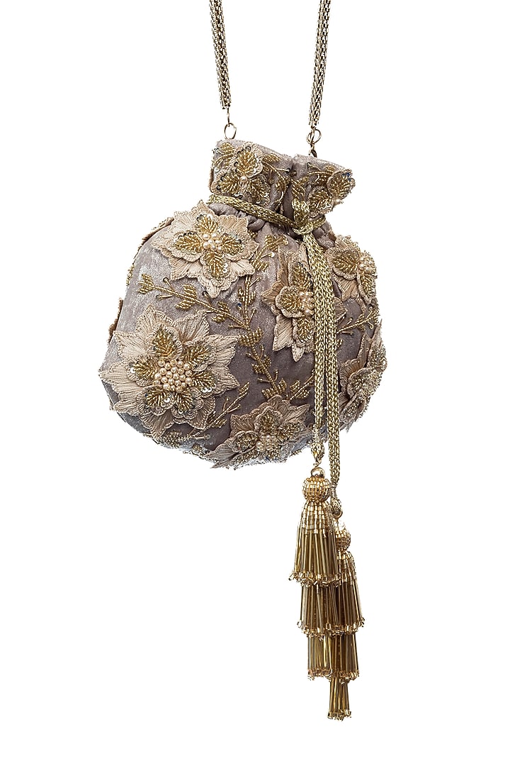 Gold Hand Embroidered Potli by SG BY SONIA GULRAJANI at Pernia's Pop Up Shop
