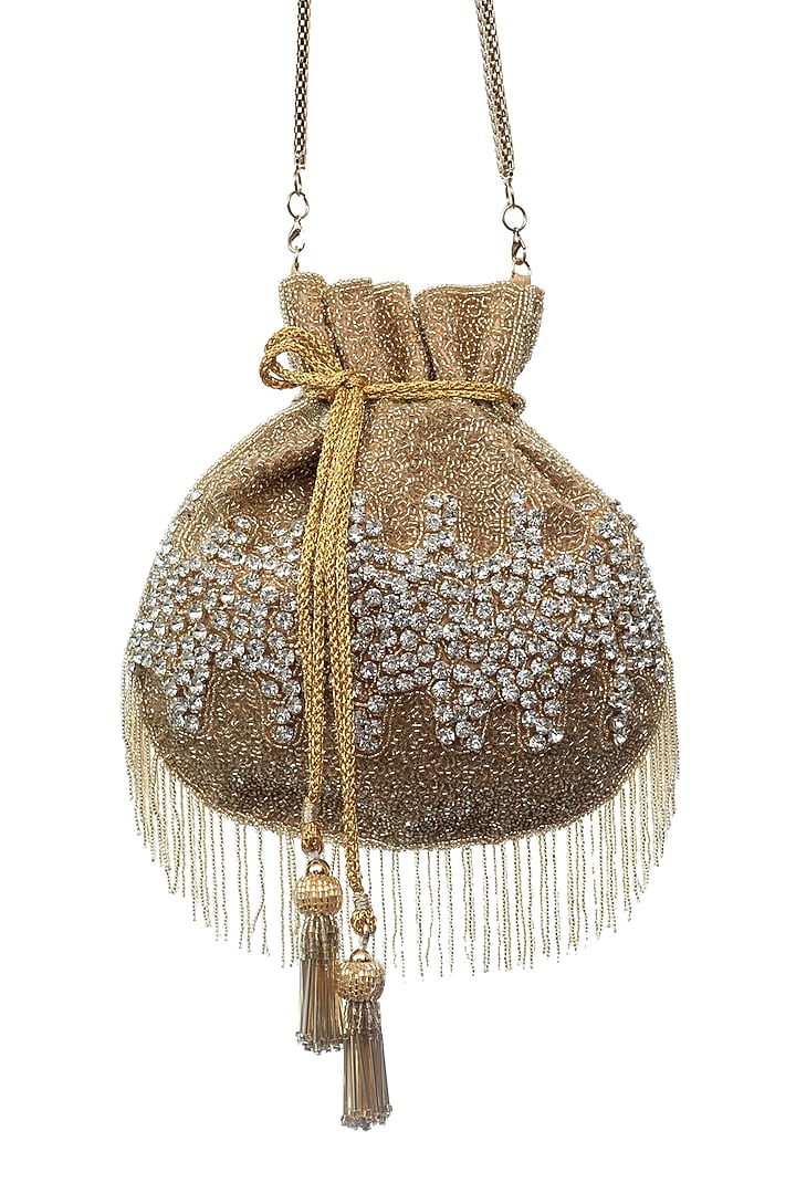Gold Bead Embroidered Potli by SG BY SONIA GULRAJANI at Pernia's Pop Up Shop