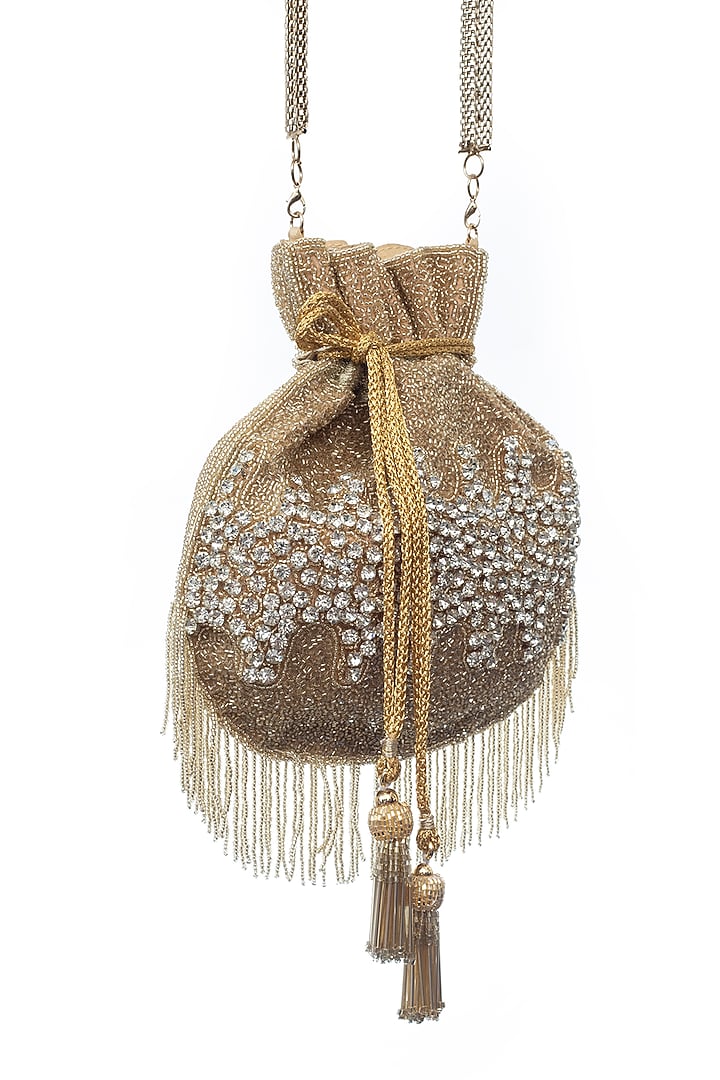 Gold Bead Embroidered Potli by SG BY SONIA GULRAJANI at Pernia's Pop Up Shop