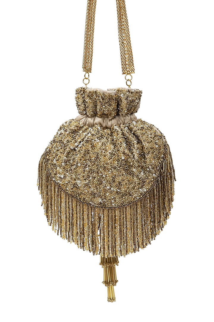 Gold Crystal Embroidered Potli by SG BY SONIA GULRAJANI at Pernia's Pop Up Shop
