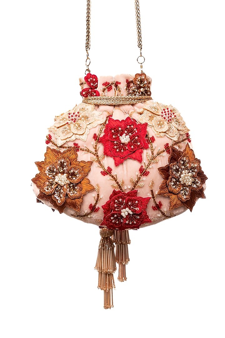 Pink Embroidered Potli by SG BY SONIA GULRAJANI at Pernia's Pop Up Shop
