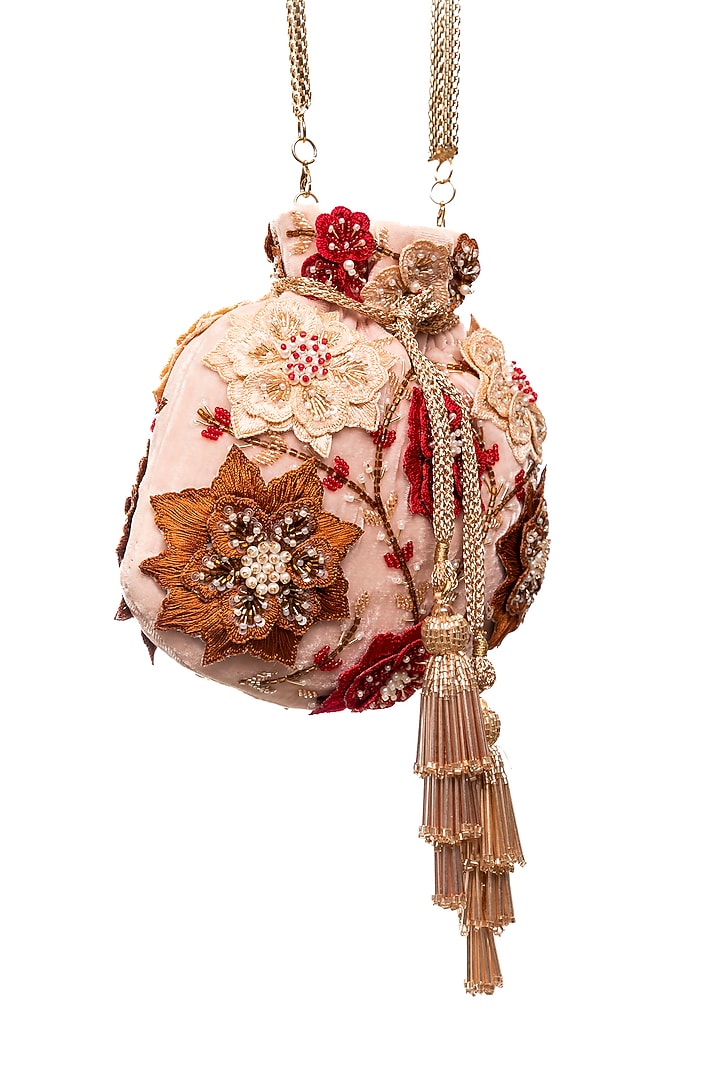 Pink Embroidered Potli by SG BY SONIA GULRAJANI at Pernia's Pop Up Shop
