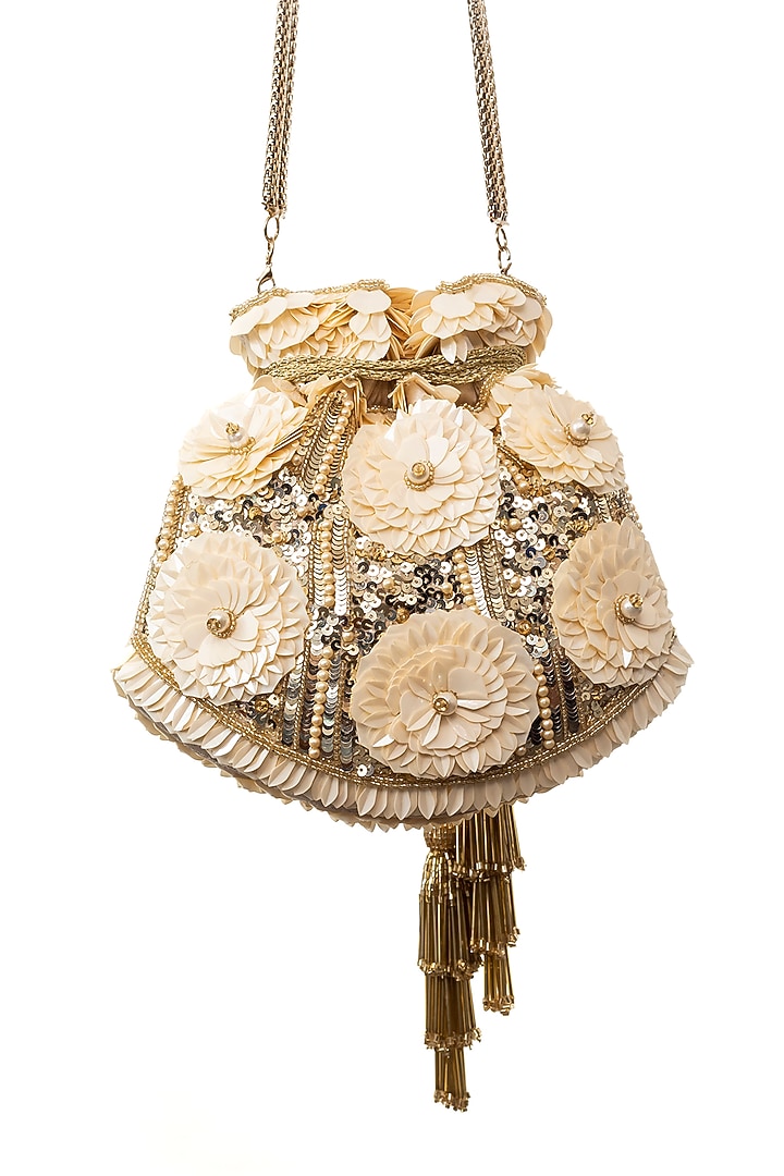 Gold Sequins Embroidered Potli by SG BY SONIA GULRAJANI at Pernia's Pop Up Shop