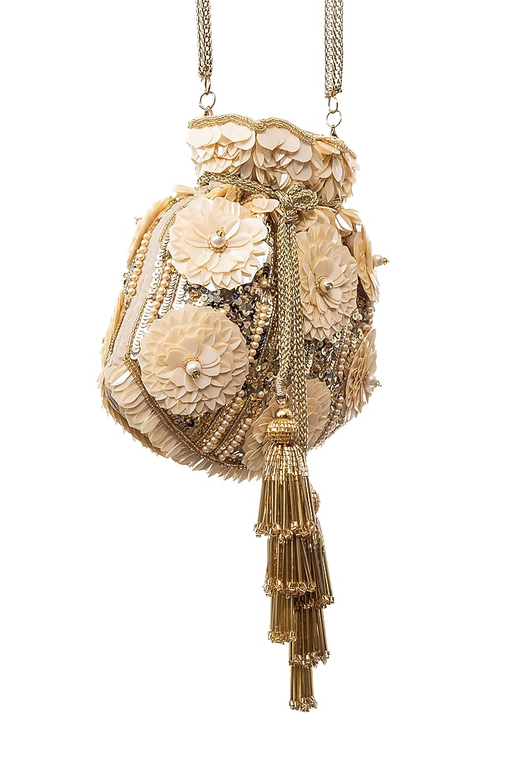 Gold Sequins Embroidered Potli by SG BY SONIA GULRAJANI at Pernia's Pop Up Shop