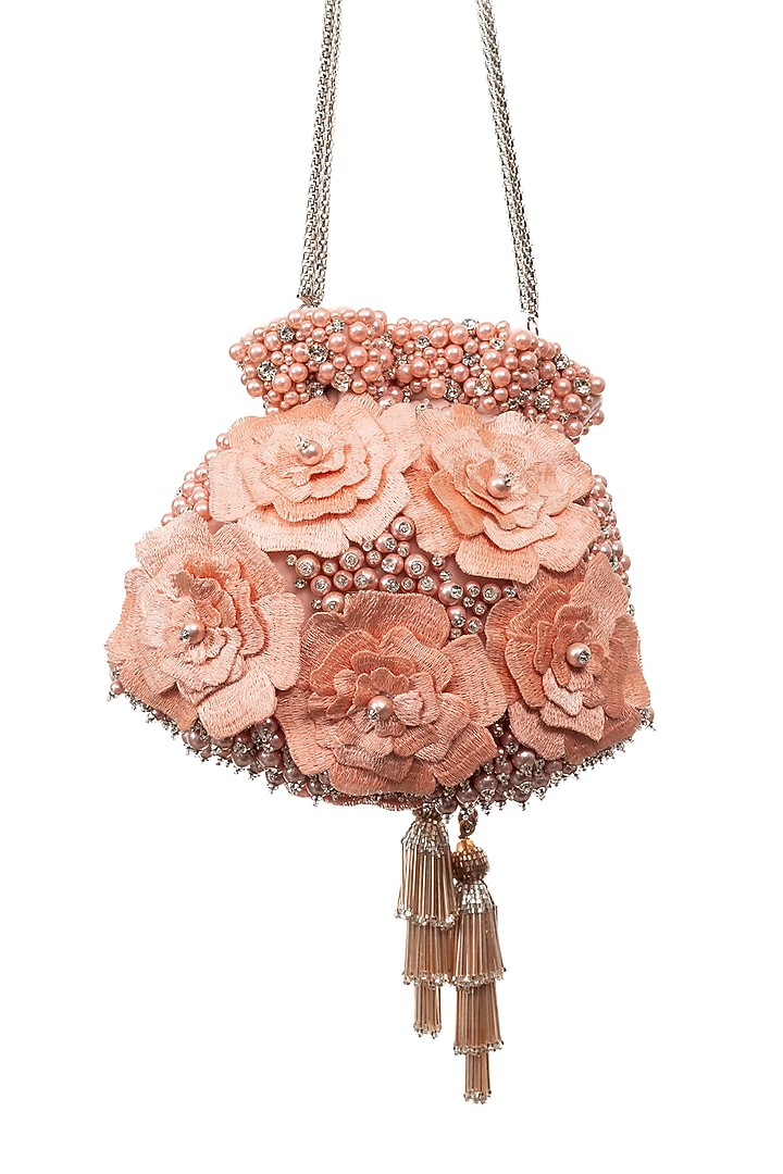 Pink Thread Embroidered Potli by SG BY SONIA GULRAJANI at Pernia's Pop Up Shop