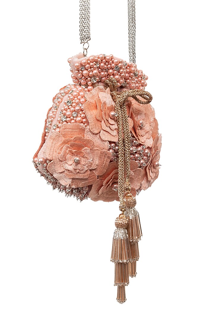Pink Thread Embroidered Potli by SG BY SONIA GULRAJANI at Pernia's Pop Up Shop