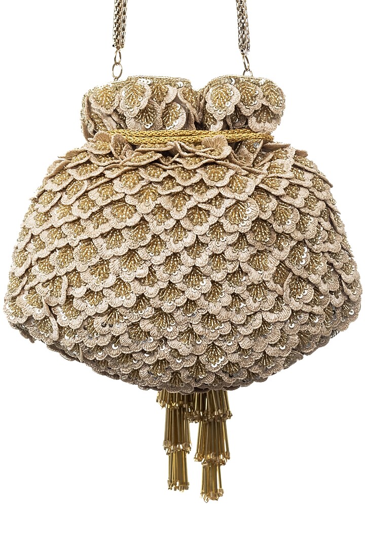 Gold Thread Embroidered Potli by SG BY SONIA GULRAJANI at Pernia's Pop Up Shop