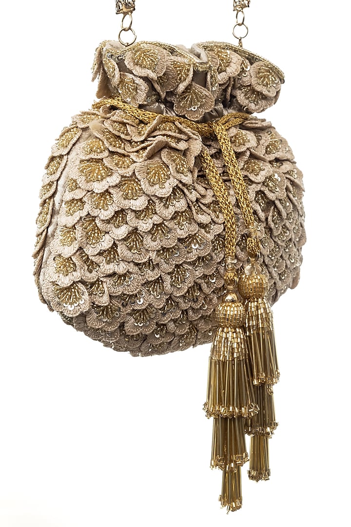 Gold Thread Embroidered Potli by SG BY SONIA GULRAJANI at Pernia's Pop Up Shop
