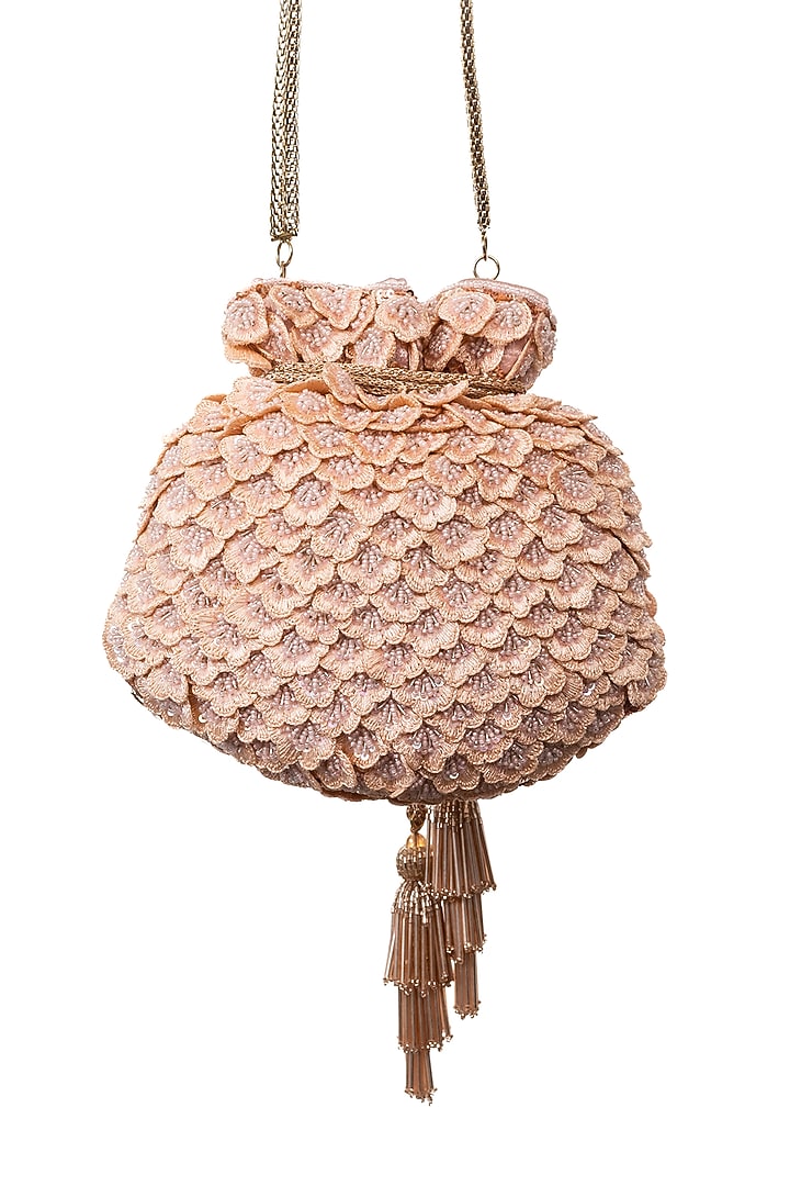 Pink Floral Embroidered Potli by SG BY SONIA GULRAJANI at Pernia's Pop Up Shop