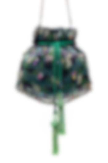 Green & Purple Velvet Sequins Embellished Potli by SG BY SONIA GULRAJANI at Pernia's Pop Up Shop