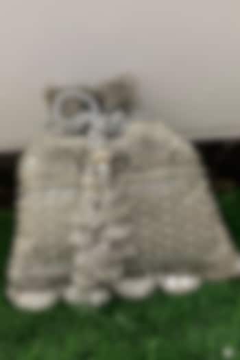 Silver Raw Silk Beadwork Potli by SG BY SONIA GULRAJANI at Pernia's Pop Up Shop