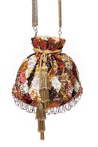 Multi-Colored Sequins Embroidered Potli by SG BY SONIA GULRAJANI