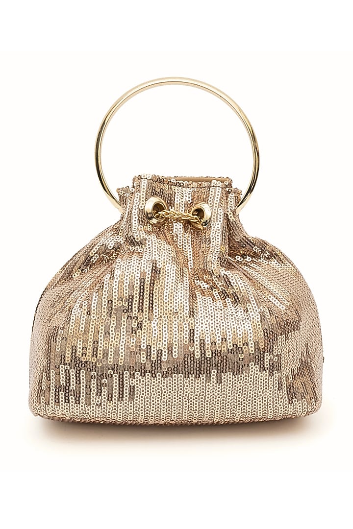 Gold Sequins Hand Embroidered Bucket Bag by SG BY SONIA GULRAJANI at Pernia's Pop Up Shop