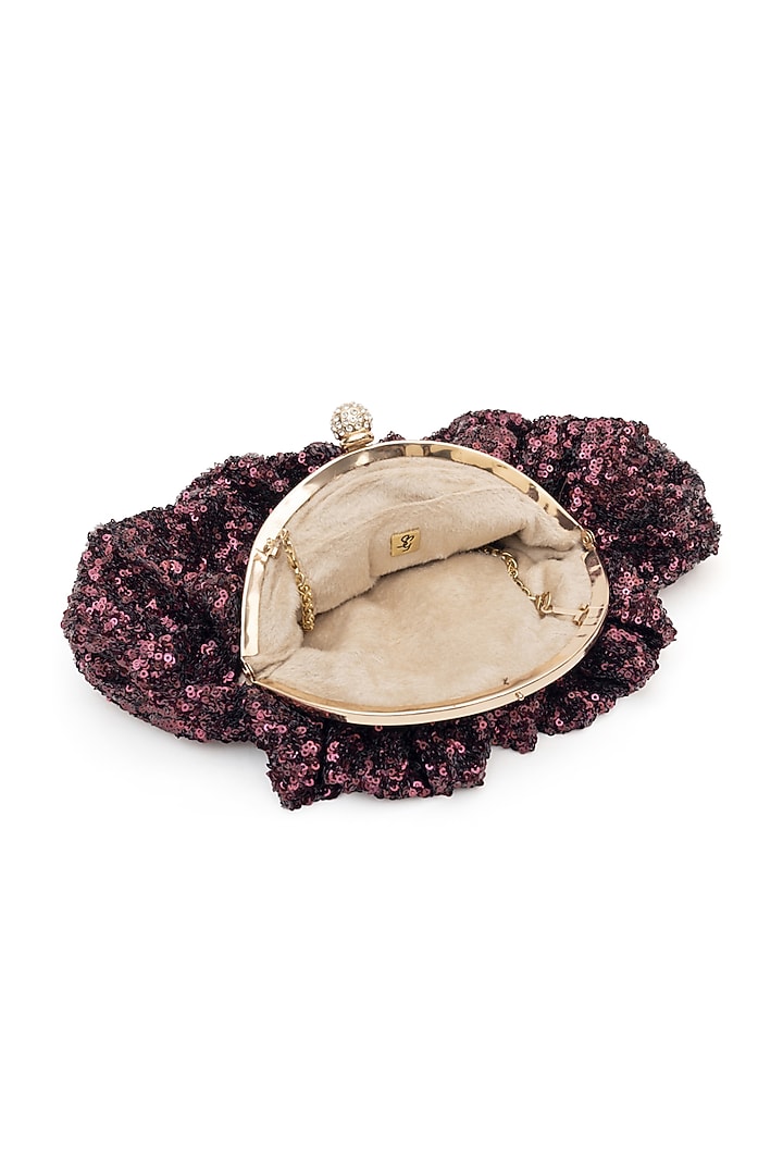 Red Soft Sequins Hand Embroidered Pouchette Bag by SG BY SONIA GULRAJANI at Pernia's Pop Up Shop