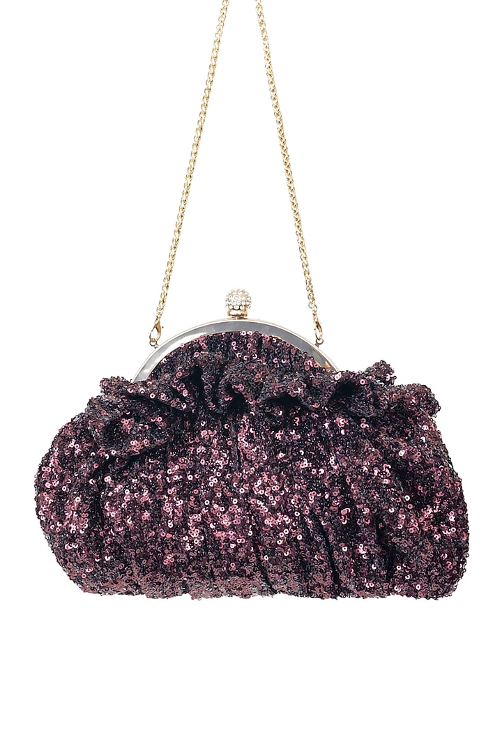 Red Soft Sequins Hand Embroidered Pouchette Bag by SG BY SONIA GULRAJANI at Pernia's Pop Up Shop