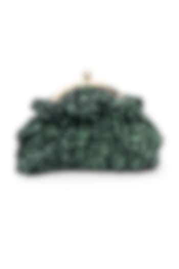 Emerald Green Soft Sequins Hand Embroidered Pouchette Bag by SG BY SONIA GULRAJANI at Pernia's Pop Up Shop