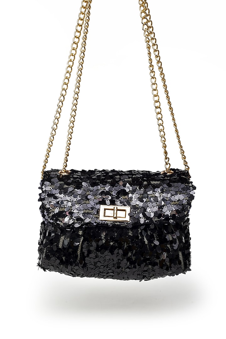 Black Sequins Sling Bag by SG BY SONIA GULRAJANI at Pernia's Pop Up Shop