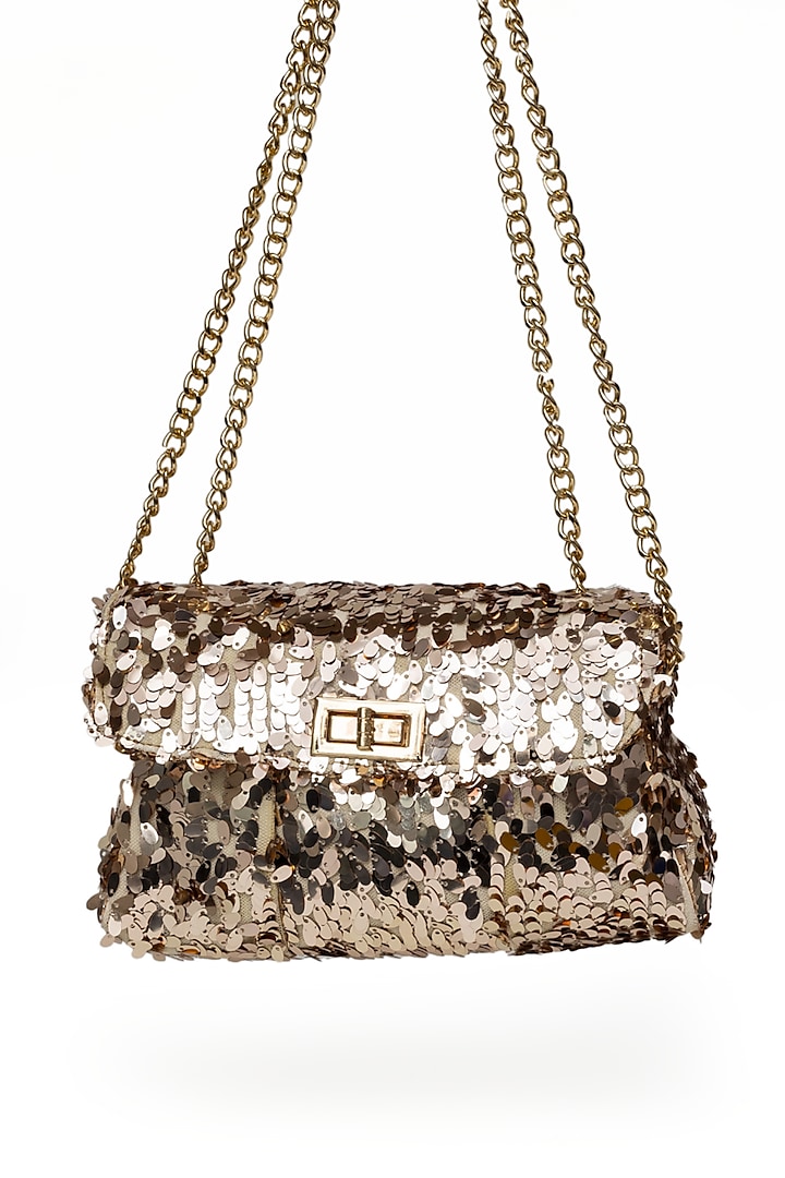 Rose Gold Sequins Sling Bag by SG BY SONIA GULRAJANI at Pernia's Pop Up Shop