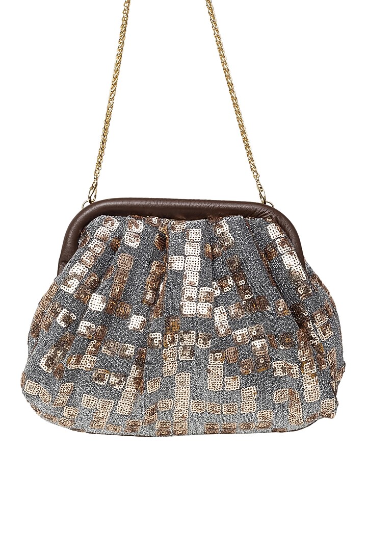 Brown Sequins Clutch Sling Bag by SG BY SONIA GULRAJANI at Pernia's Pop Up Shop