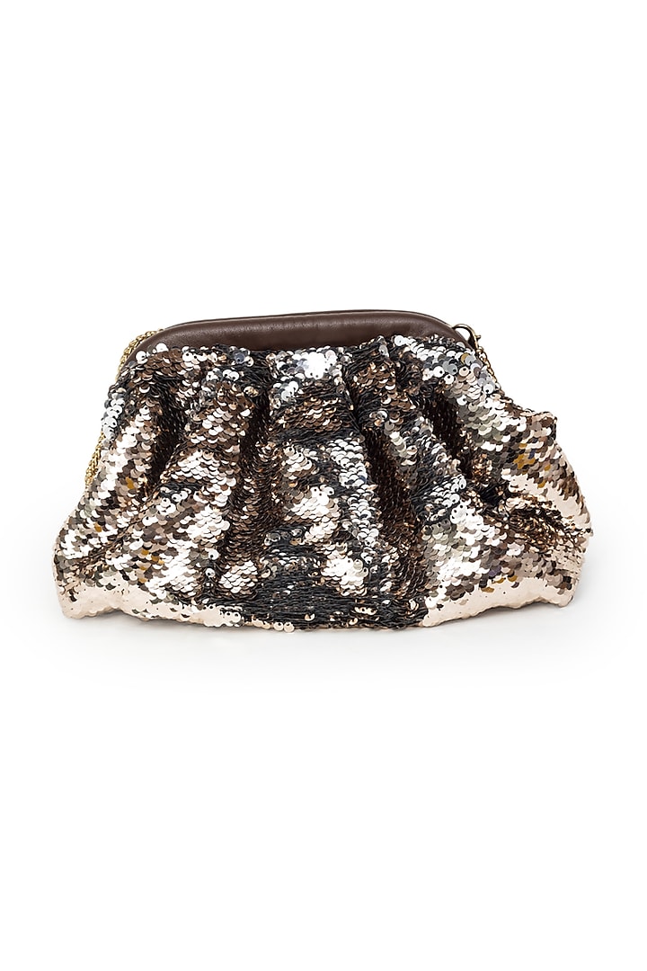 Brown & Gold Sequins Clutch Bag by SG BY SONIA GULRAJANI at Pernia's Pop Up Shop