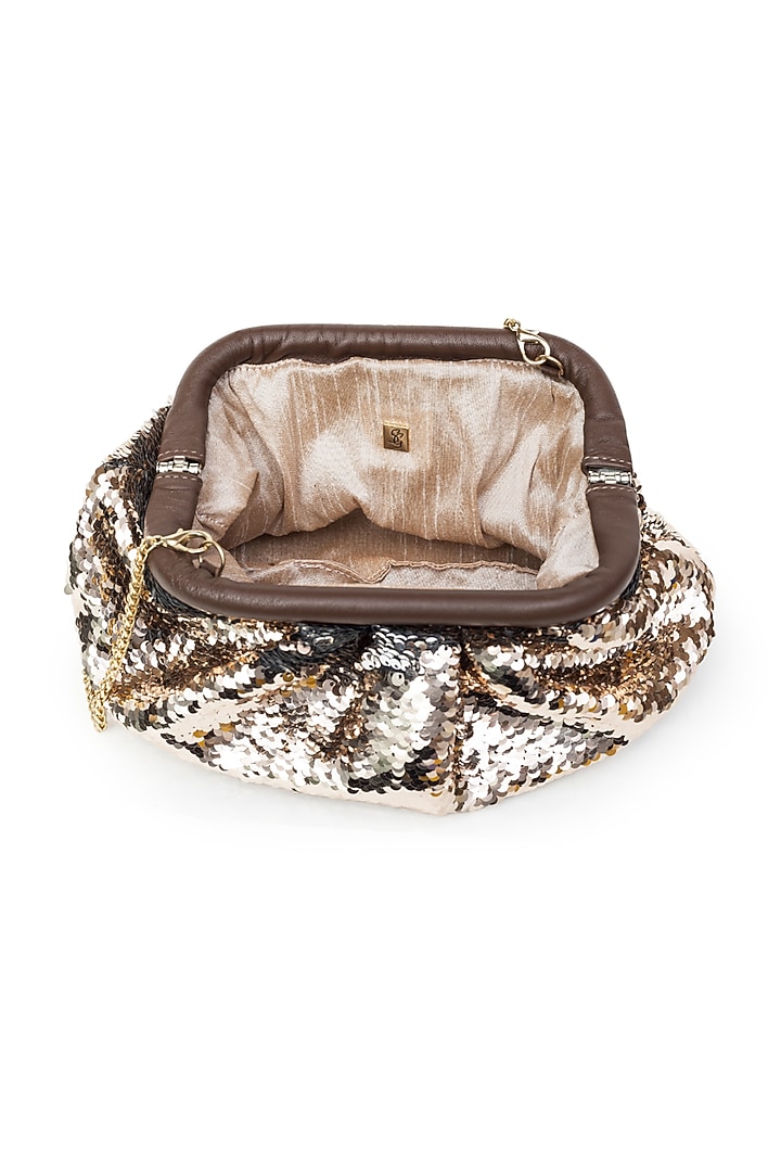 Brown & Gold Sequins Clutch Bag by SG BY SONIA GULRAJANI at Pernia's Pop Up Shop