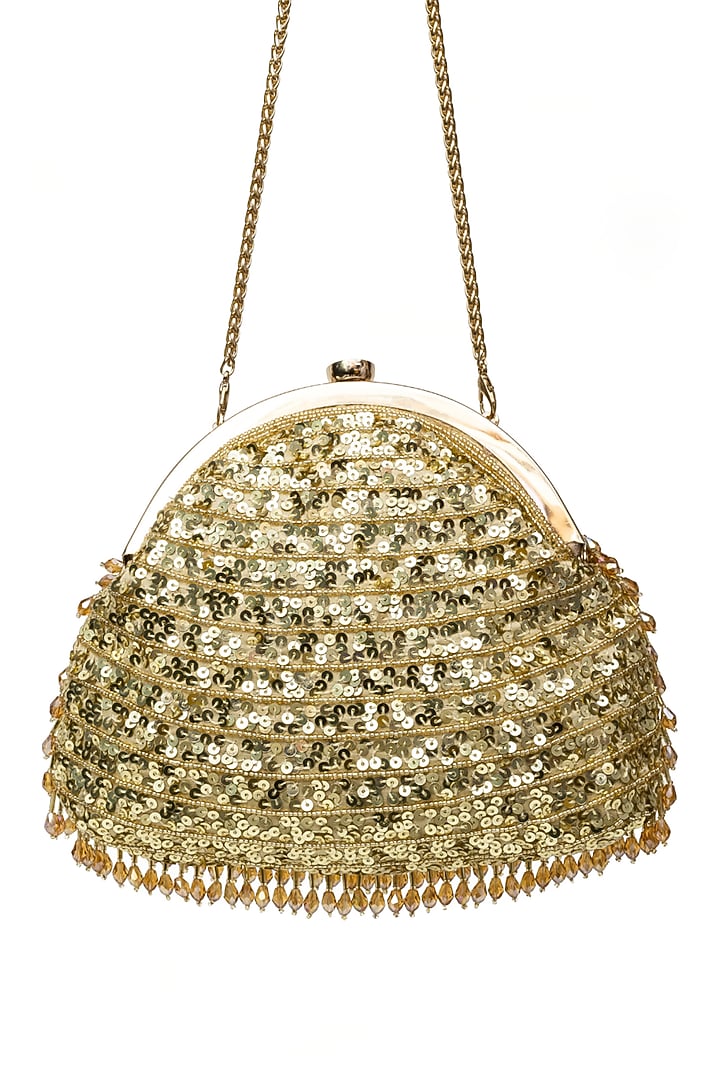 Gold Elysian Beads & Crystal Clutch by SG BY SONIA GULRAJANI at Pernia's Pop Up Shop