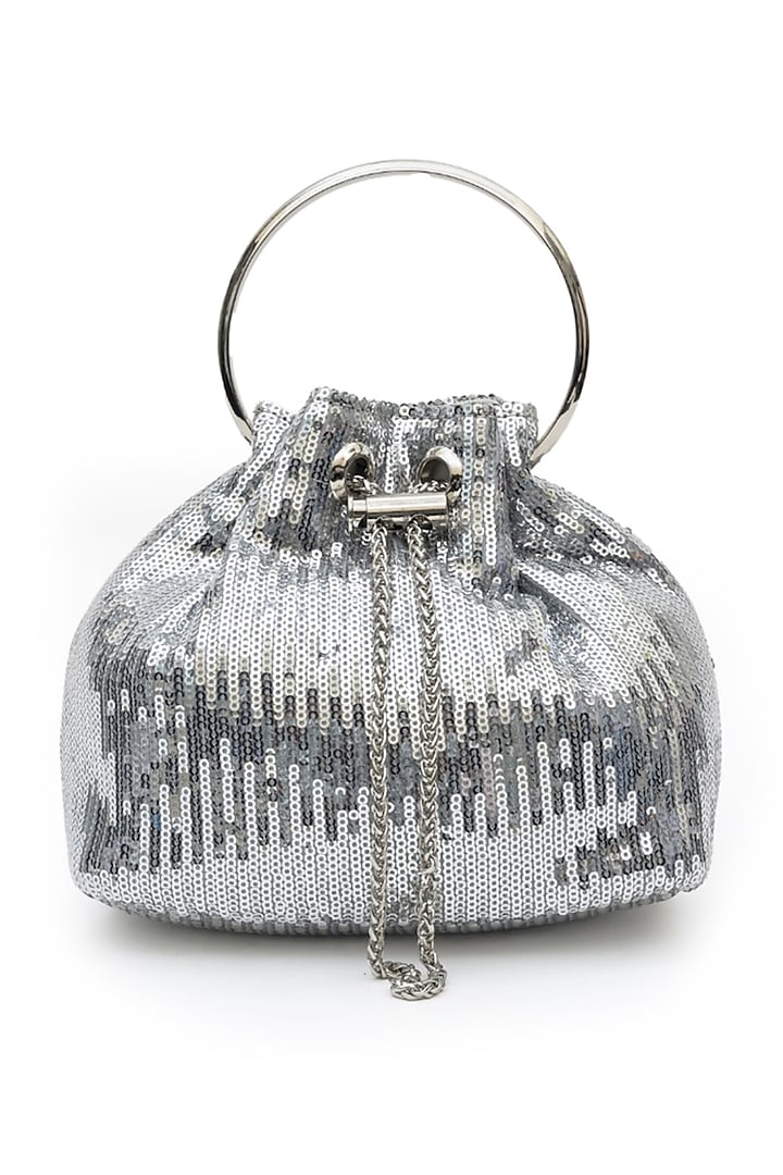 Silver Sequins Bucket Bag by SG BY SONIA GULRAJANI at Pernia's Pop Up Shop