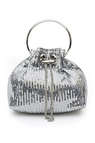 Silver Sequins Bucket Bag by SG BY SONIA GULRAJANI