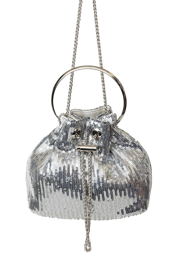 Silver Sequins Bucket Bag by SG BY SONIA GULRAJANI at Pernia's Pop Up Shop