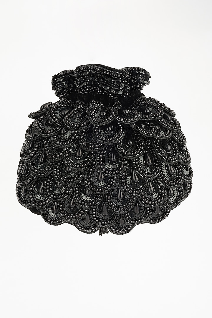 Black Hand Embroidered Potli by SG BY SONIA GULRAJANI at Pernia's Pop Up Shop