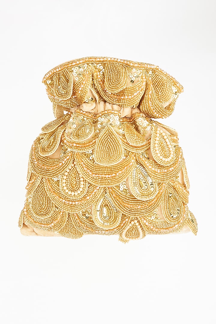 Gold Pearls Hand Embroidered Potli by SG BY SONIA GULRAJANI at Pernia's Pop Up Shop