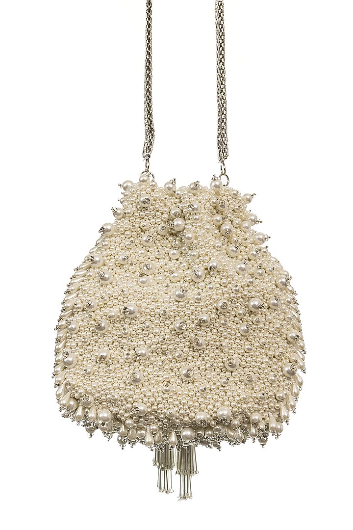 Ivory Embellished Potli by SG BY SONIA GULRAJANI at Pernia's Pop Up Shop
