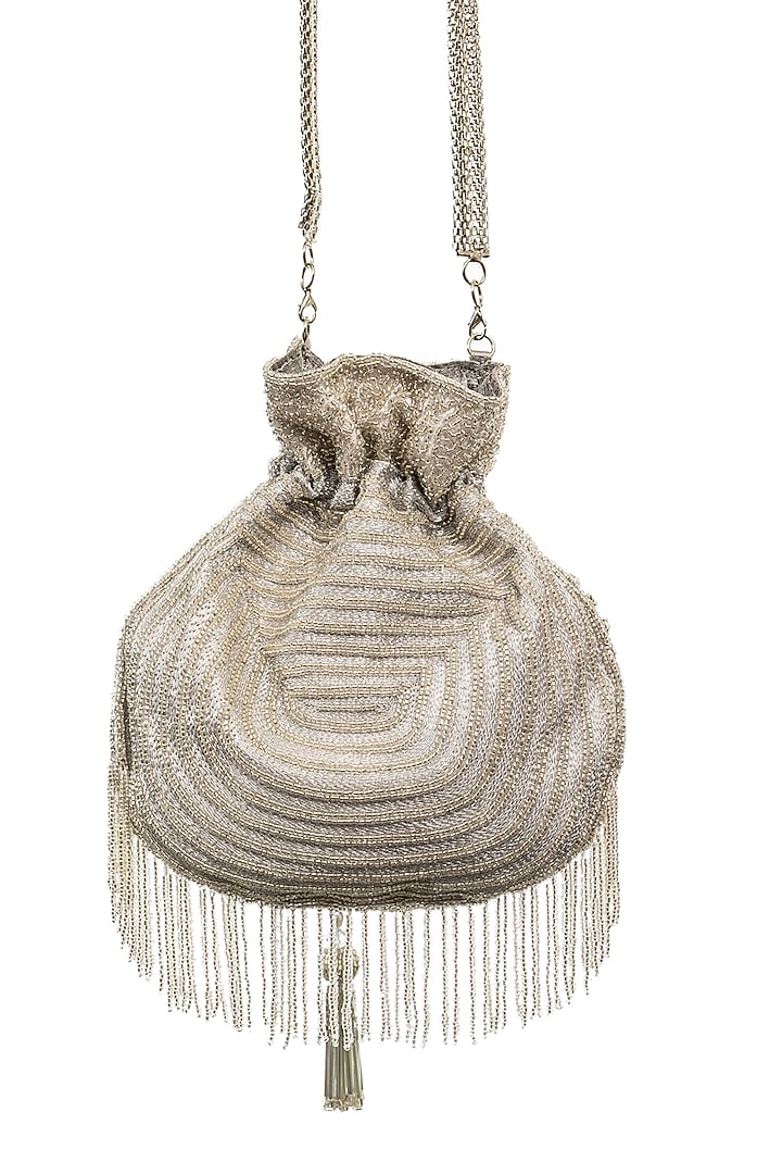 Silver Embellished Potli by SG BY SONIA GULRAJANI at Pernia's Pop Up Shop