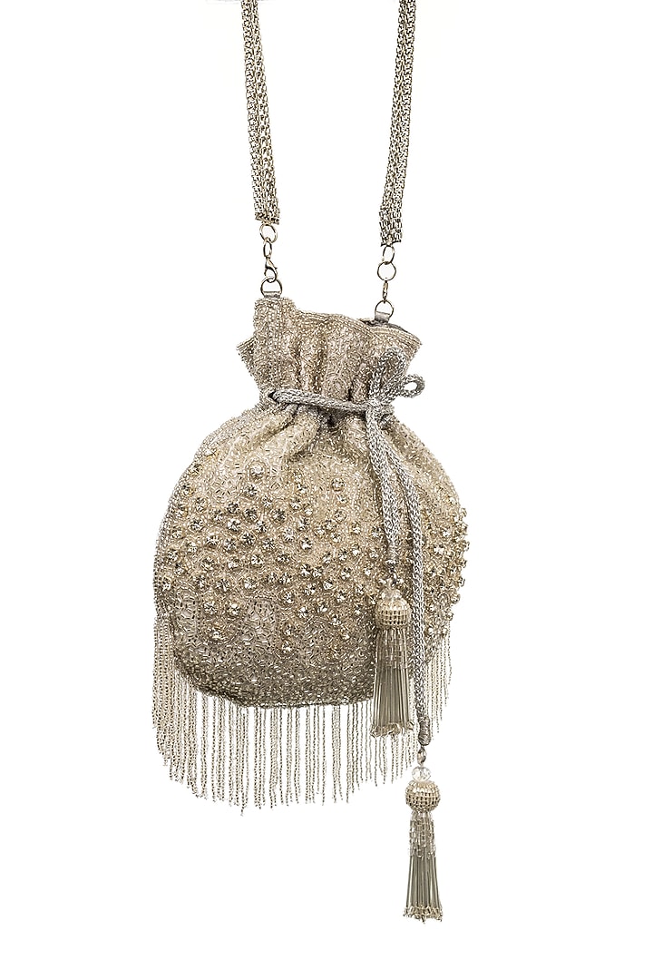 Silver Embellished Potli by SG BY SONIA GULRAJANI at Pernia's Pop Up Shop