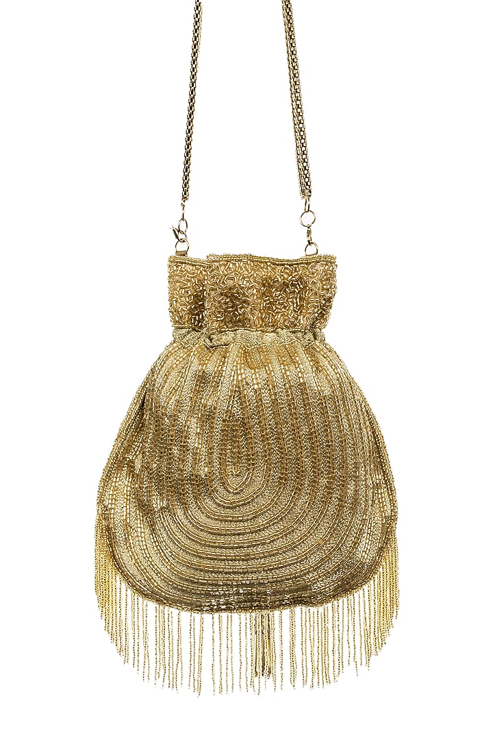 Gold Embellished Potli by SG BY SONIA GULRAJANI at Pernia's Pop Up Shop