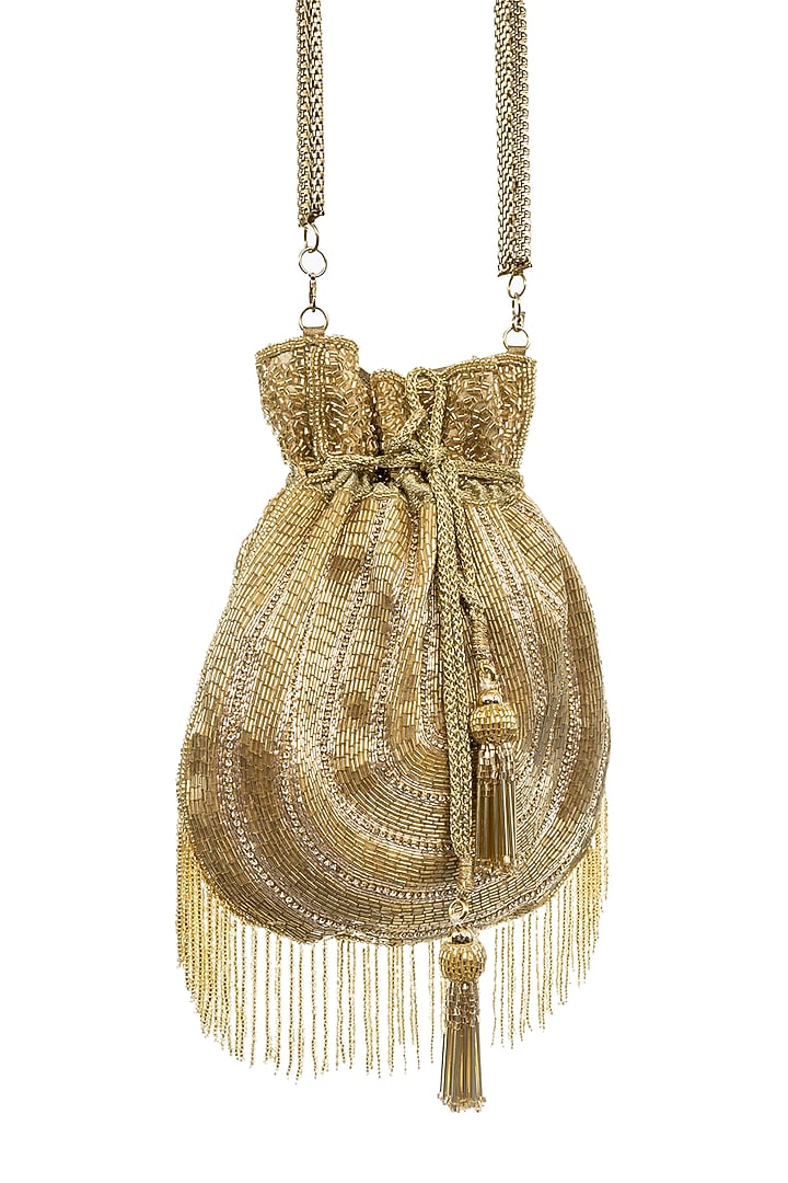 Gold Embellished Potli by SG BY SONIA GULRAJANI at Pernia's Pop Up Shop