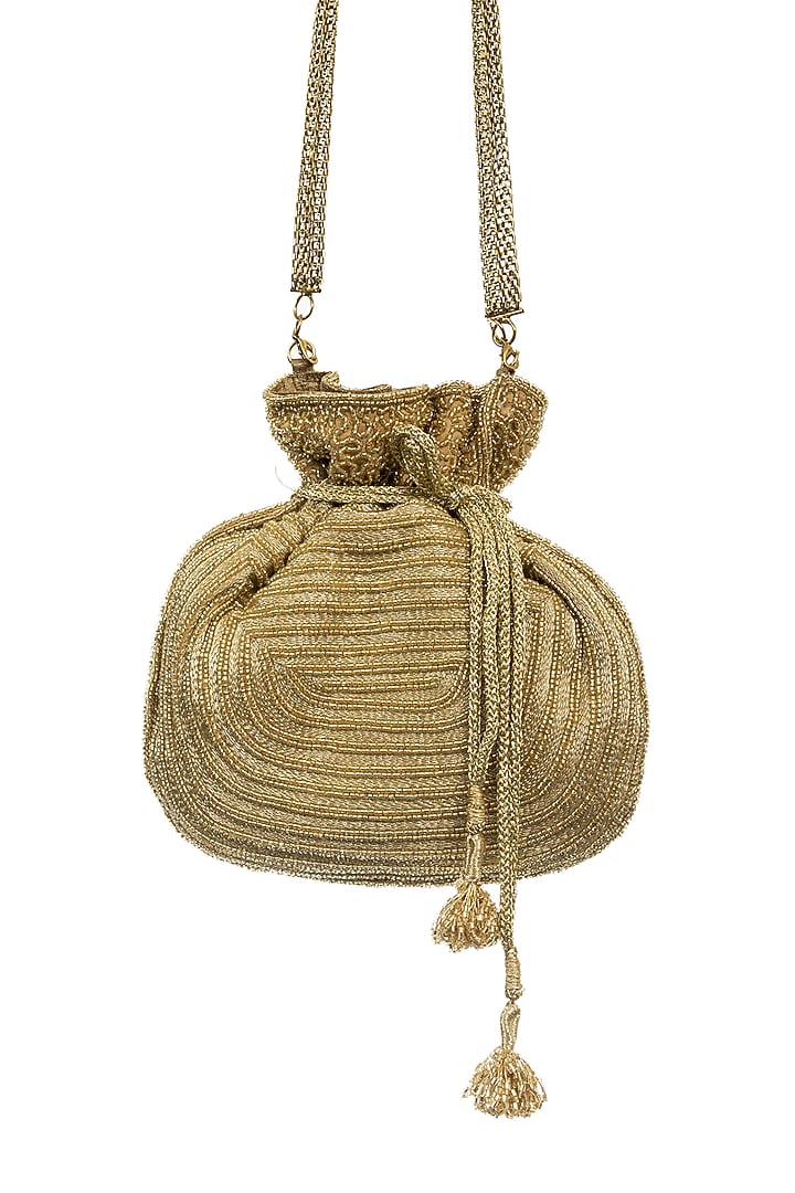 Gold Velvet Potli by SG BY SONIA GULRAJANI at Pernia's Pop Up Shop