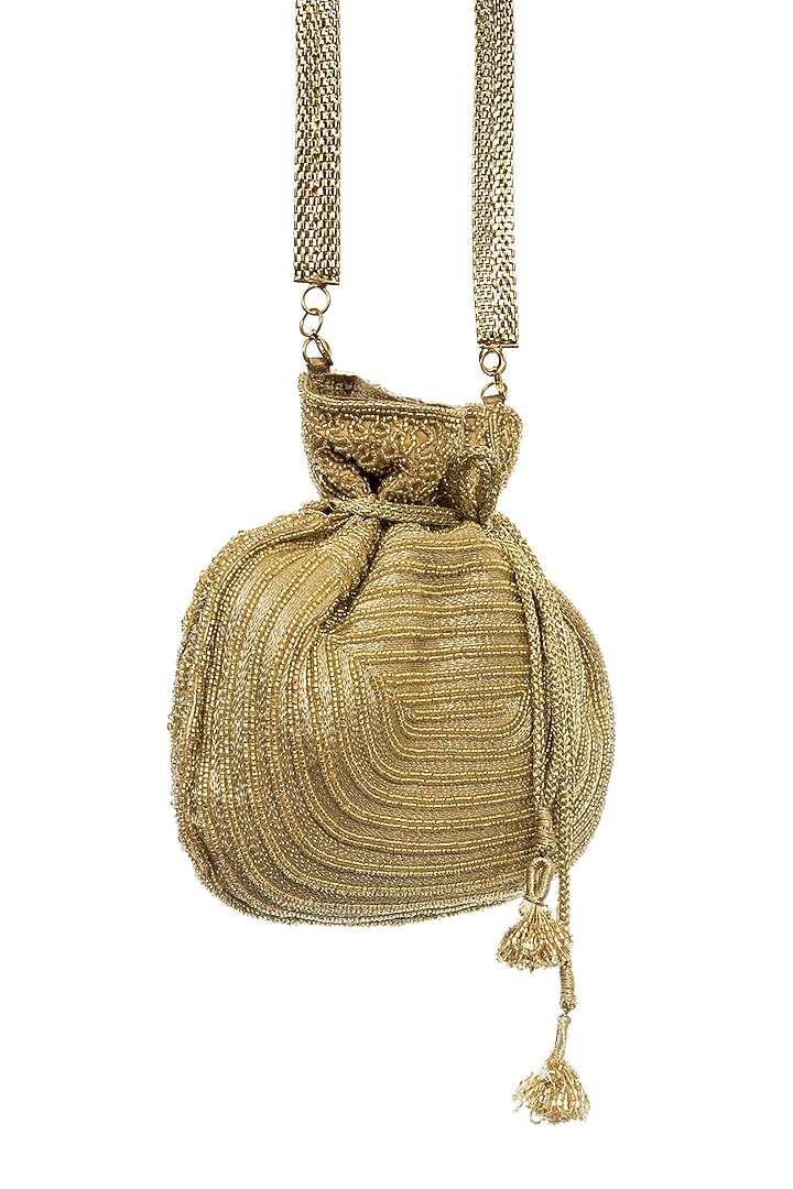 Gold Velvet Potli by SG BY SONIA GULRAJANI at Pernia's Pop Up Shop