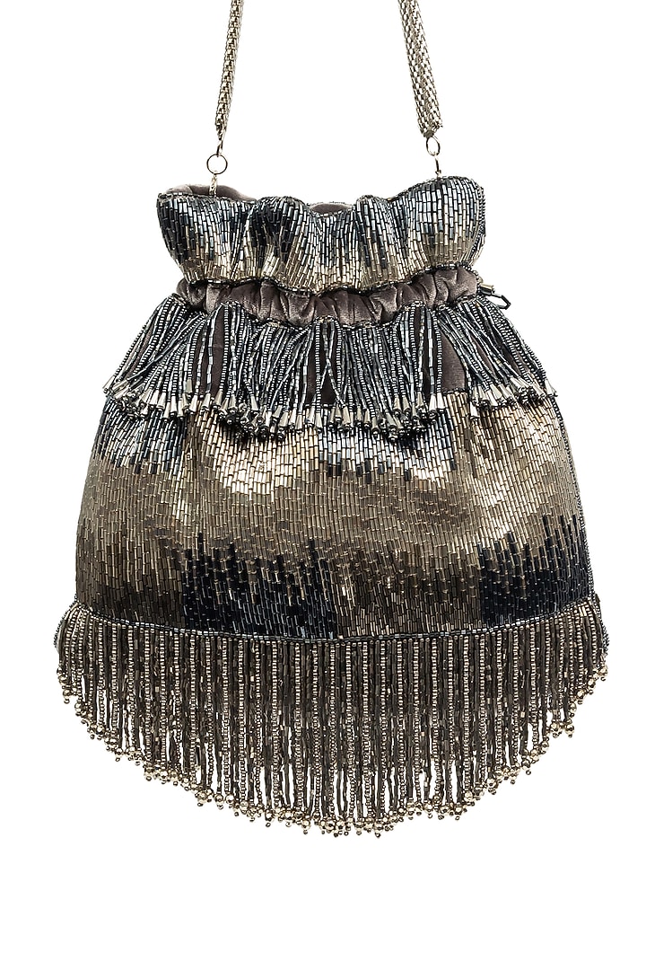 Silver Embellished Potli by SG BY SONIA GULRAJANI at Pernia's Pop Up Shop