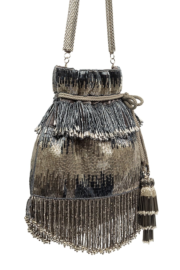 Silver Embellished Potli by SG BY SONIA GULRAJANI at Pernia's Pop Up Shop