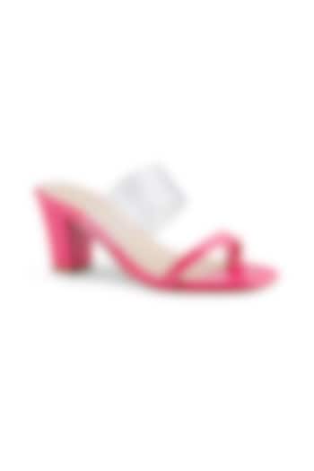 Deep Pink Synthetic Block Heels by Signature Sole