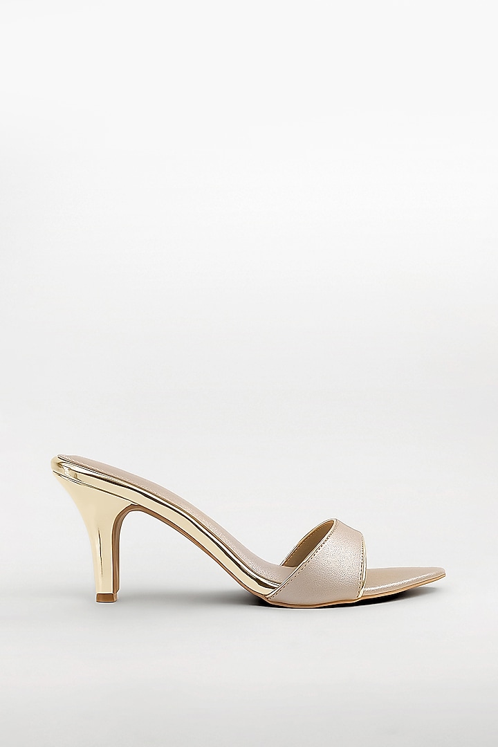 Gold Metallic Vegan Leather Heels by Signature Sole at Pernia's Pop Up Shop