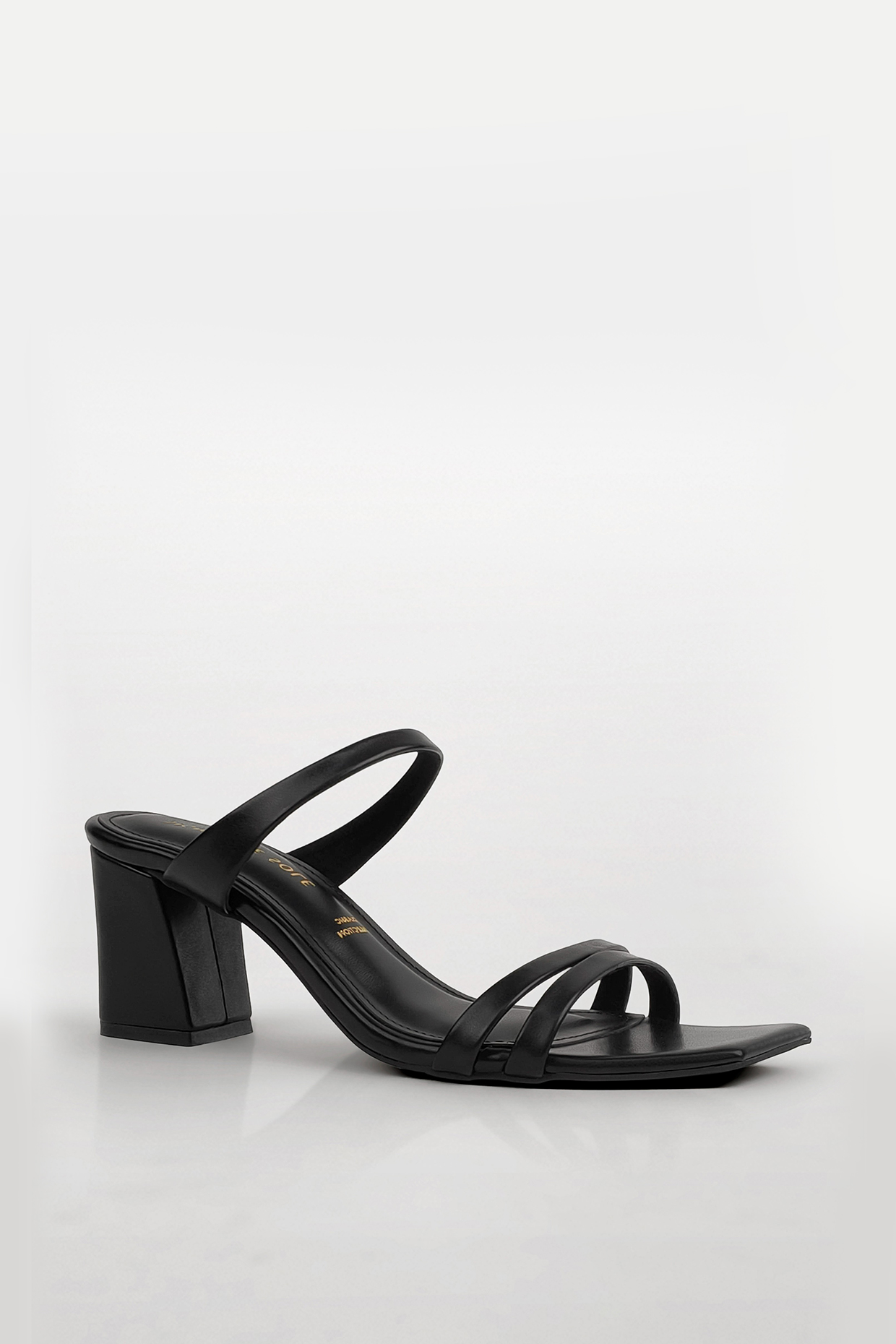 Black Vegan Leather Block Heels by Signature Sole at Pernia's Pop Up Shop