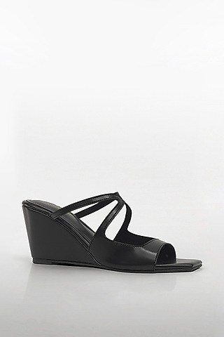 Black Vegan Leather Wedges by Signature Sole