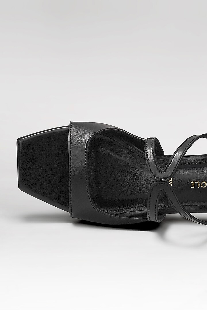 Black Vegan Leather Wedges by Signature Sole at Pernia's Pop Up Shop