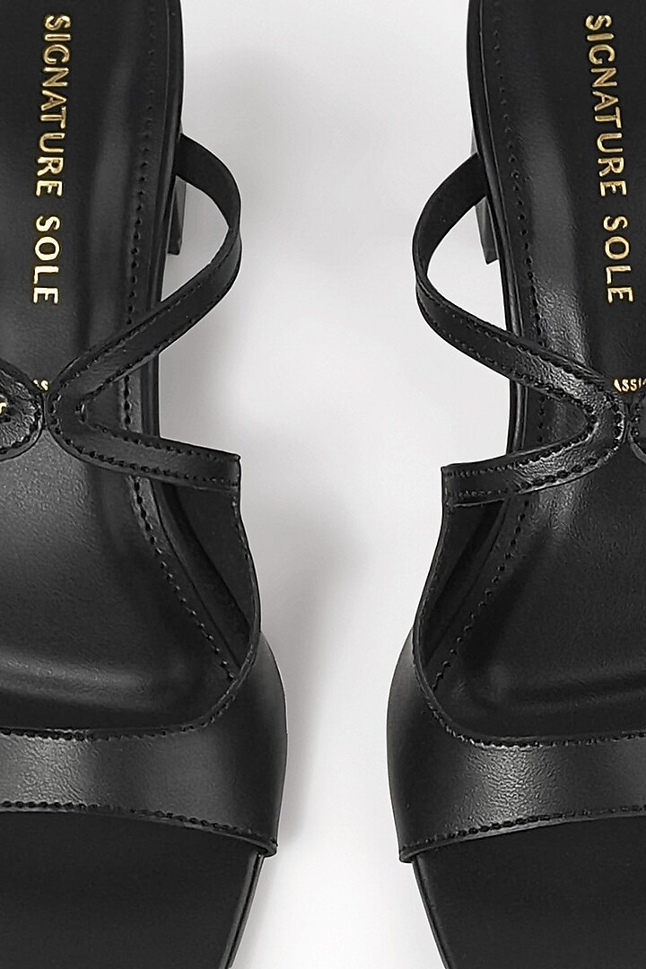 Black Vegan Leather Wedges by Signature Sole at Pernia's Pop Up Shop