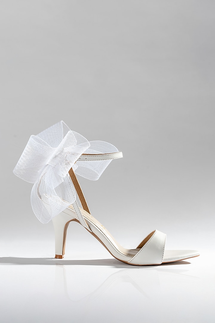White Vegan Leather Stiletto Heels by Signature Sole at Pernia's Pop Up Shop