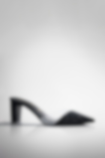 Black Vegan Leather Crystal Shimmer Heels by Signature Sole at Pernia's Pop Up Shop